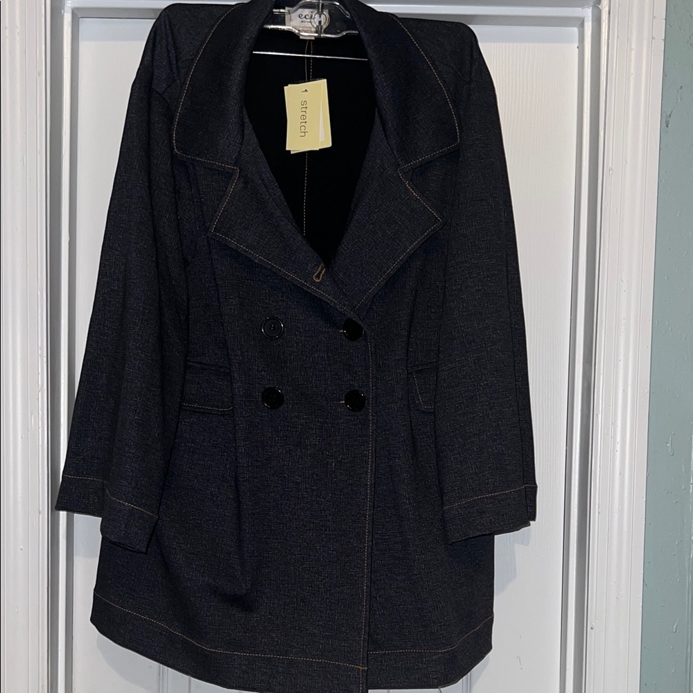 ECI Black Double-Breasted Trench Coat